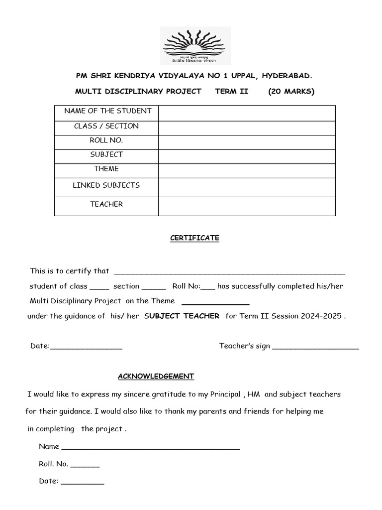 Multi Disciplinary Project Certificate | PDF