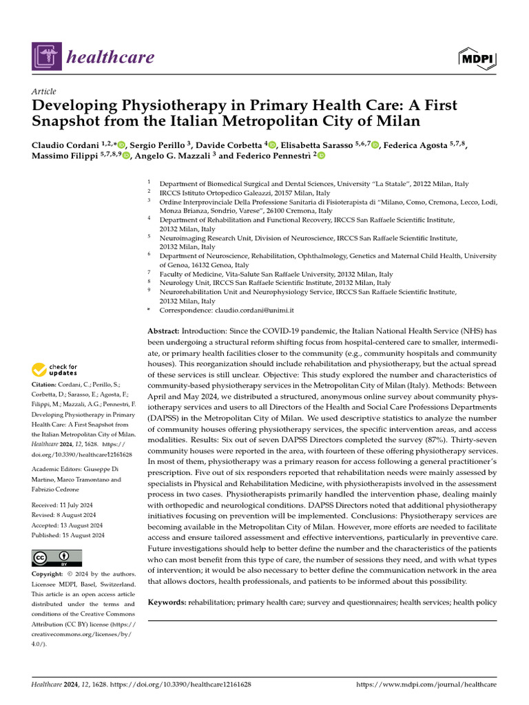 Developing Physiotherapy in Primary Health Care A | PDF | Physical ...