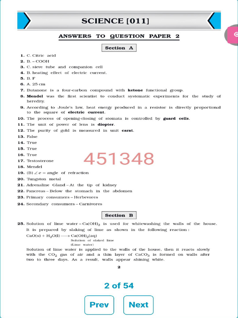 Science Amswer Key | PDF