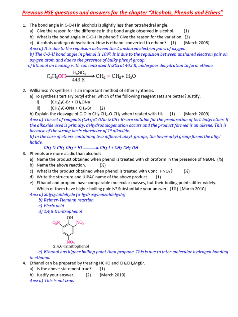 Alcohols, Phenols and Ethers | PDF | Ether | Ester