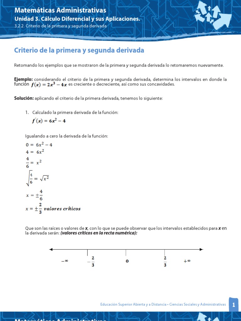 Criterio de La Primera y Segunda Derivada Derivado Calculo diferencial
