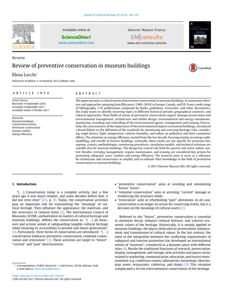 Review of Preventive Conservation in Museum Buildings | PDF | Cultural ...