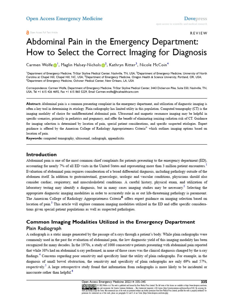 Abdominal Pain in The Emergency Department | PDF | Medical Imaging | Ct ...