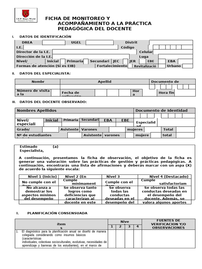 Ficha de Monitoreo Docente 2023 | PDF | Evaluación | Aprendizaje