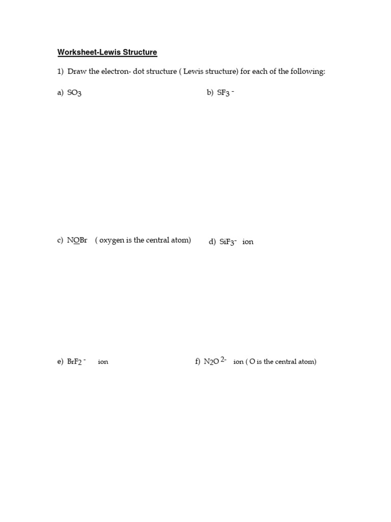 Worksheet Lewis Structure | PDF