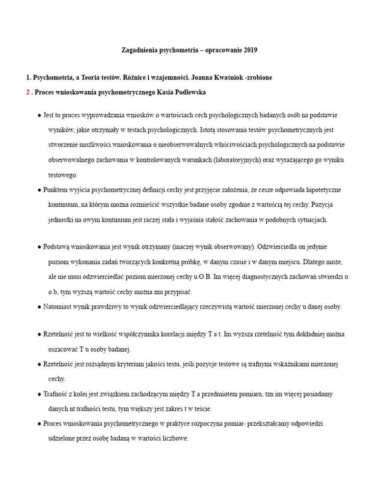 Zagadnienia-20psychometria-20-E2-80-93-20opracowanie-202019 | PDF
