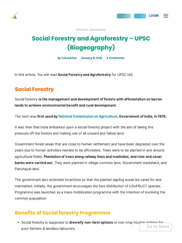 Social Forestry and Agroforestry - UPSC (Biogeography) - L7 | PDF ...