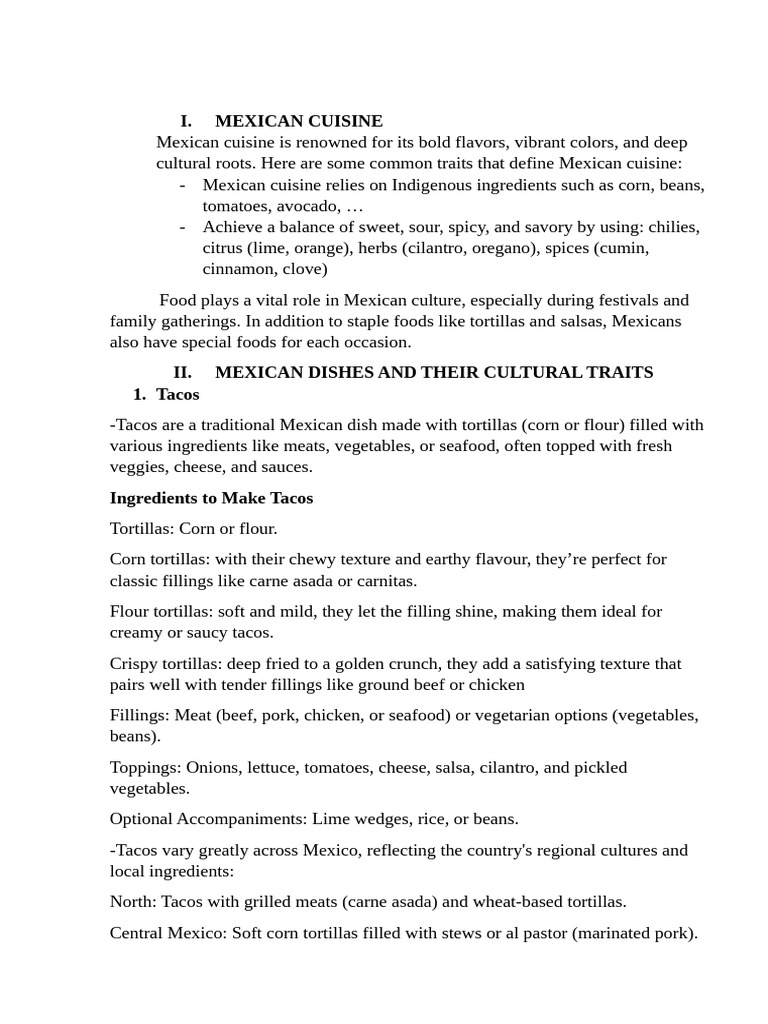 Mexican Cuisine: Tacos and Tamales Explained | PDF | Mexican Cuisine | Taco