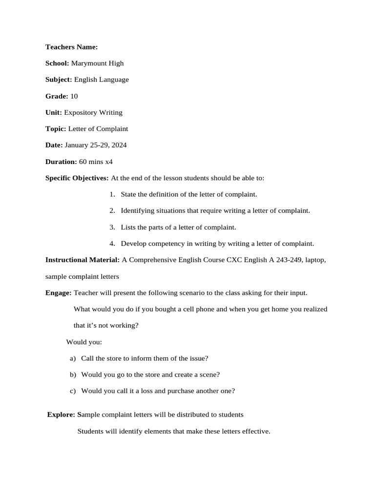 Writing Effective Complaint Letters | PDF | Cognition | Human Communication