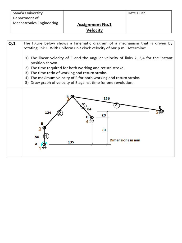 Mechatronics Assignment: Velocity Analysis | PDF