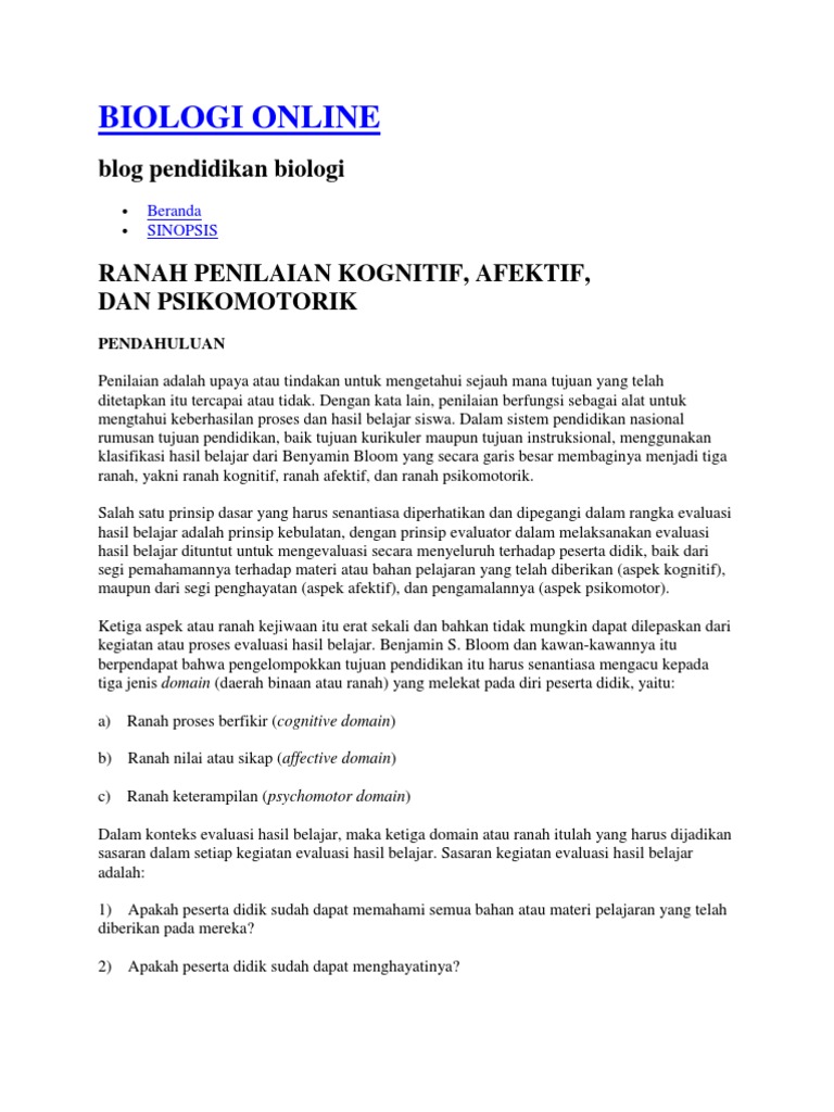 Biologi Penilaian Afektif