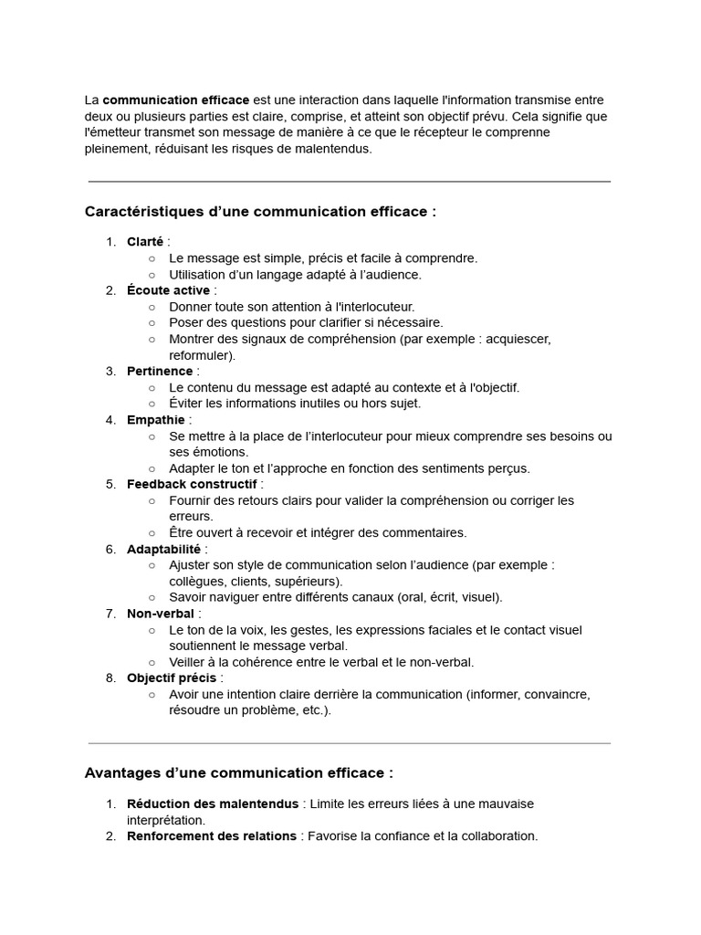 Définition de la communication efficace | PDF | la communication ...