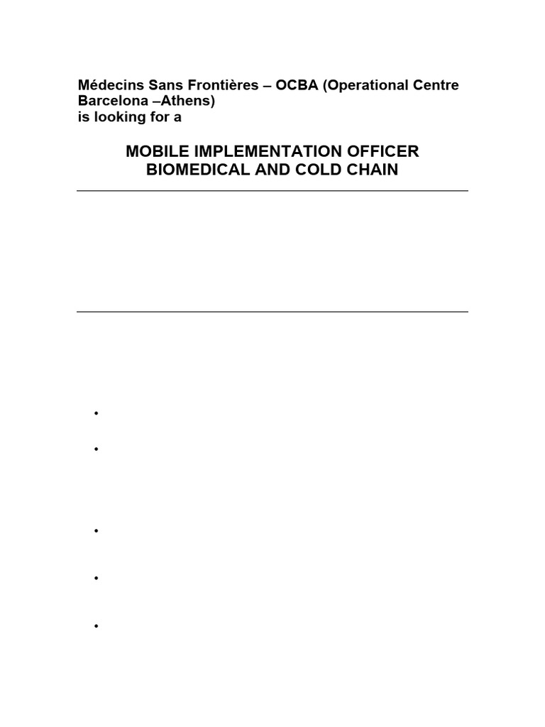 Mobile Implementation Officer - MSF OCBA | PDF | Médecins Sans Frontières
