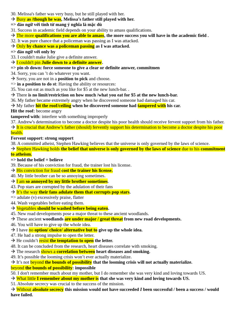 Sentence Transformations and Examples | PDF