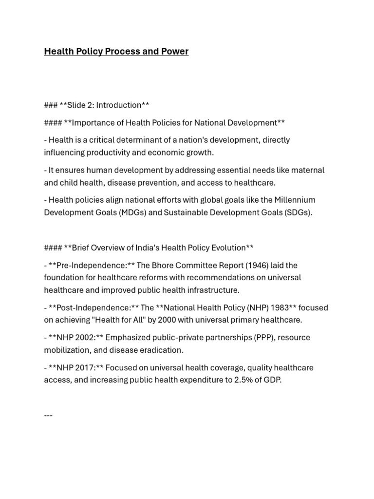 Health Policy Process and Power | PDF | Health Care | Millennium ...