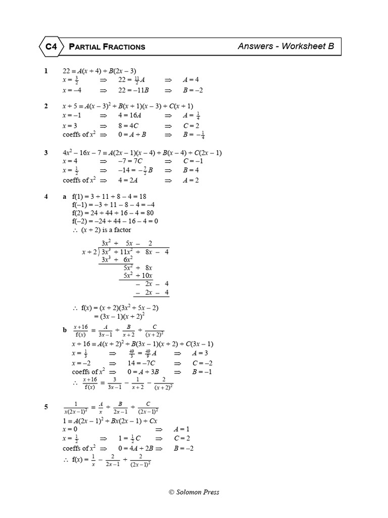 Worksheet B - Mixed Exam-Style Questions Solutions | PDF