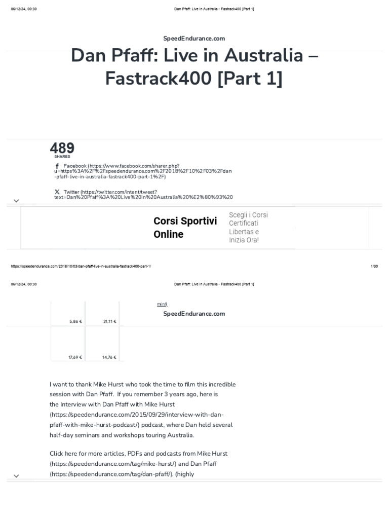 Dan Pfaff - Live in Australia - Fastrack400 (Part 1) | PDF | Sport Of ...