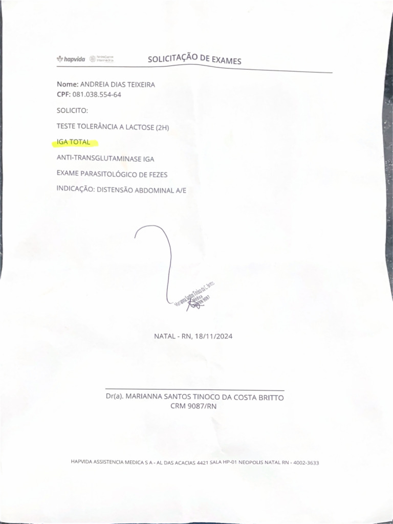 Solicitação de Exames | PDF