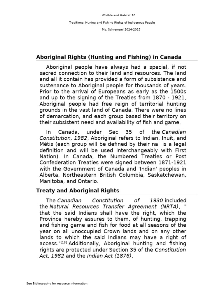 Indigenous Hunting and Fishing Rights in Canada | PDF | Métis ...