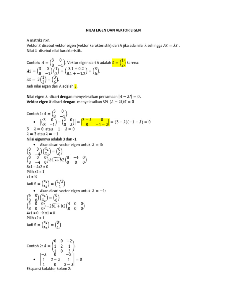 Nilai dan Vektor Eigen Matriks | PDF