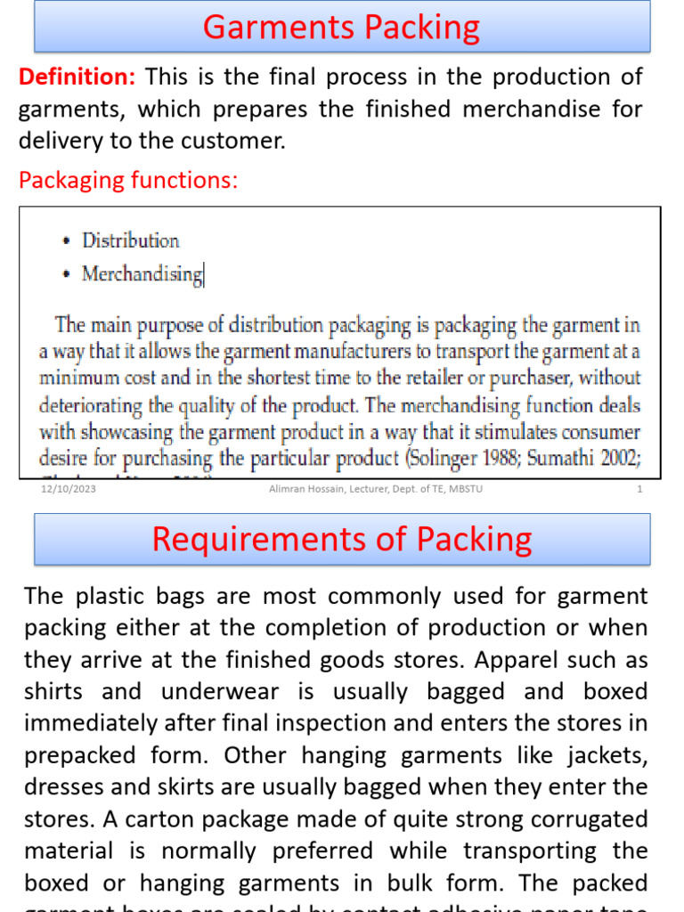 02.garments Folding and Packing | PDF | Clothing | Length