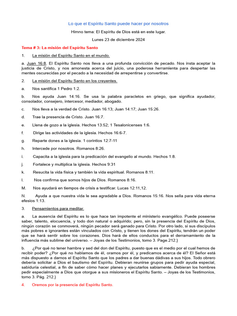 Misión del Espíritu Santo en nosotros | PDF | espíritu Santo | Cristo ...