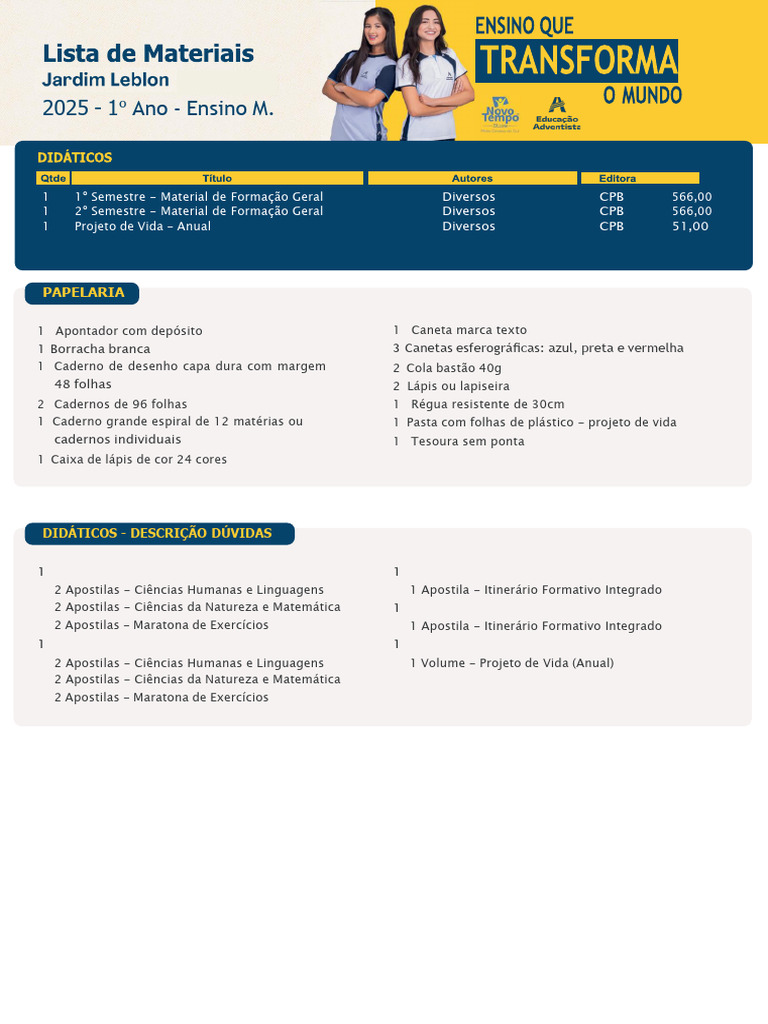 Apostilas 1º Ano Ensino Médio 2025 | PDF