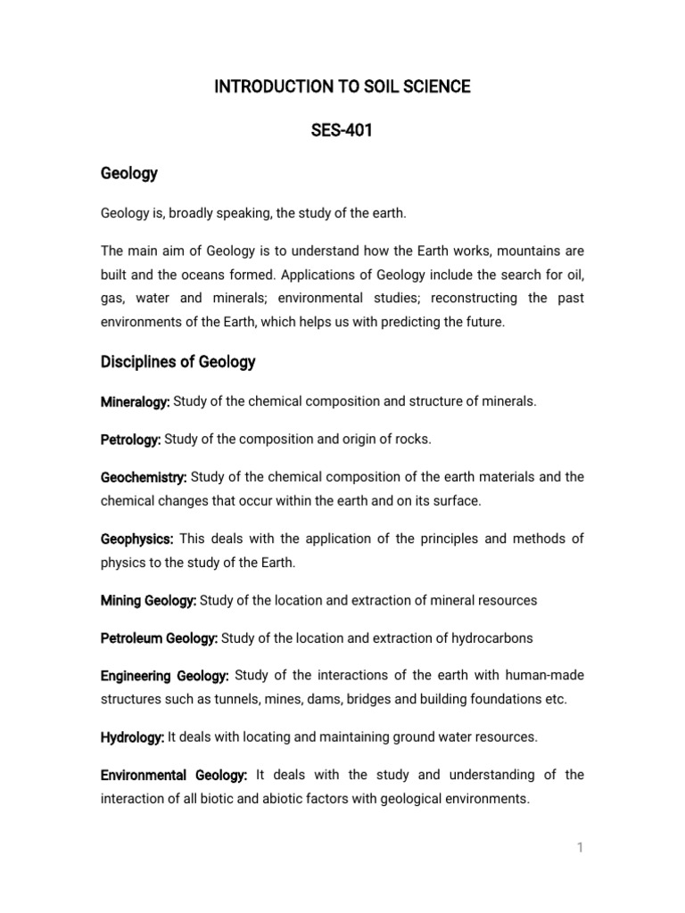 Overview of Soil Science and Geology | PDF