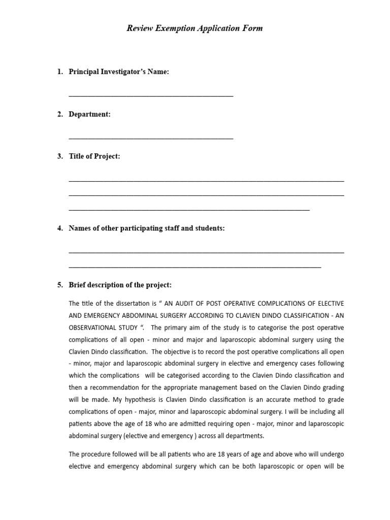 05.review Exemption Form | PDF | Surgery | Medical Procedures