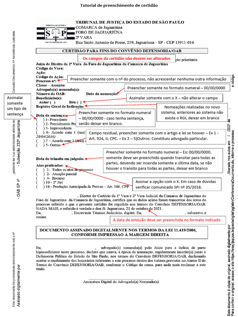 Tutorial Preenchimento De Certidão Pdf