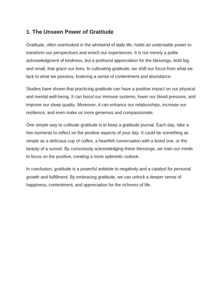 The Transformative Power of Gratitude | PDF