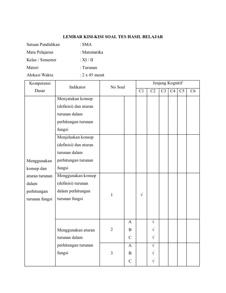 Contoh Soal Matematika C1 C2 C3 C4 C5 C6 - Contoh Soal Terbaru