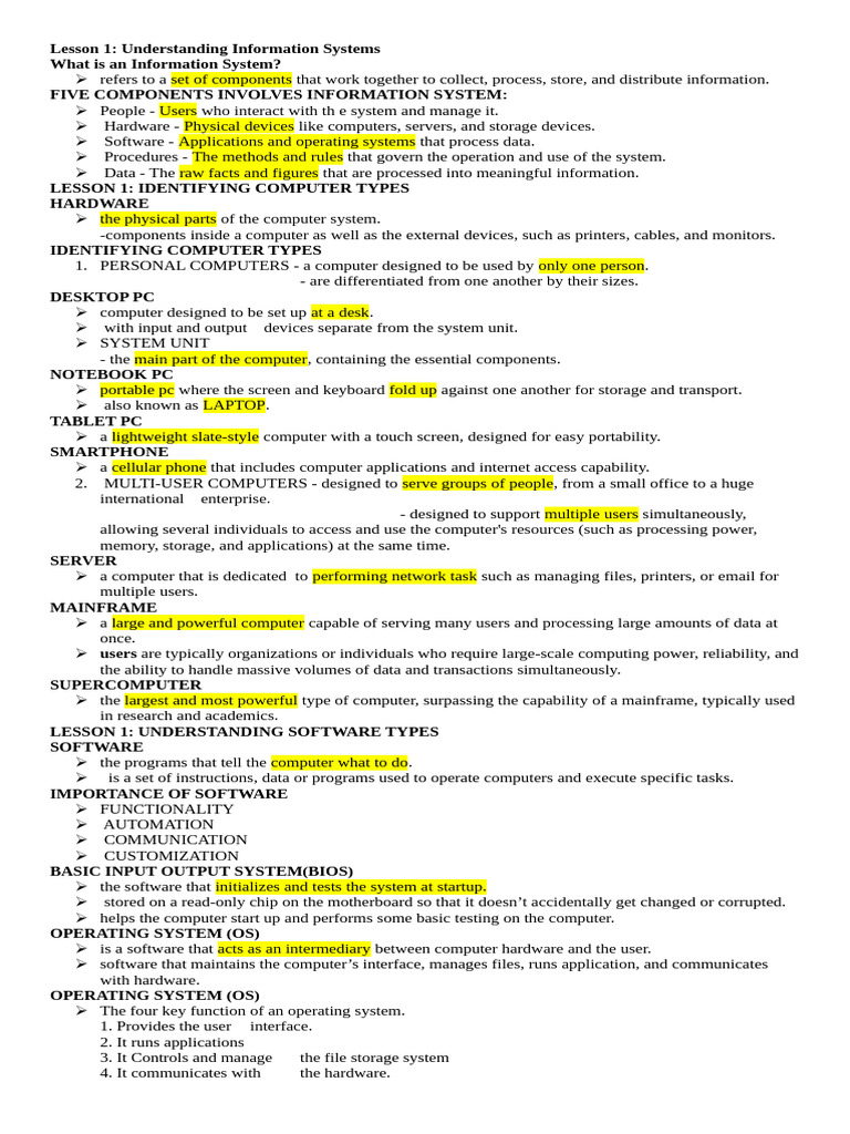 Lesson 1 Pdf Personal Computers Byte