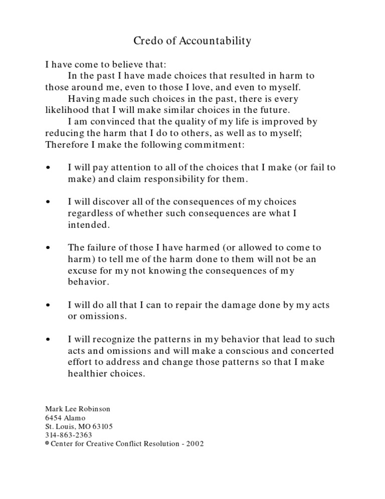 Credo | PDF | Self-Improvement