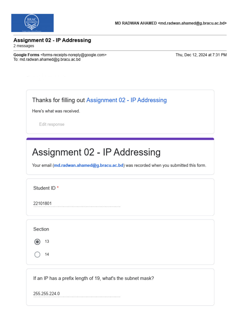 IP Addressing Assignment Guide | PDF | Ip Address | I Pv6
