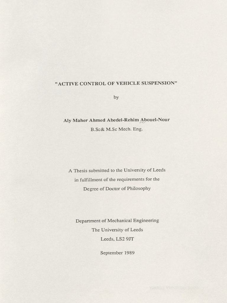 Active Vehicle Suspension Control Systems | PDF | Control Theory ...