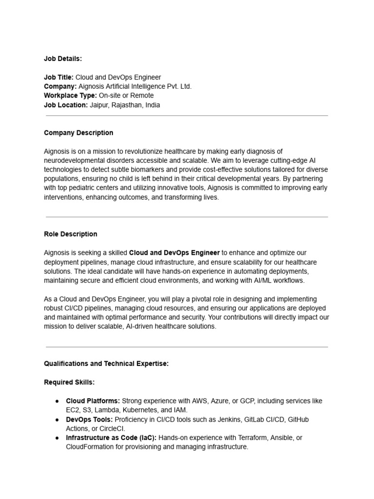 Job Details - Cloud and DevOps Engineer | PDF | Cloud Computing ...