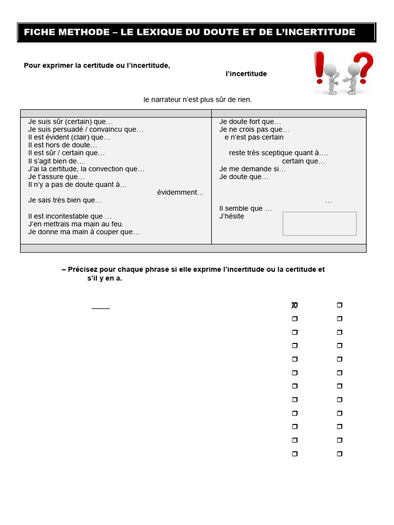 Lexique du doute et de la certitude | PDF