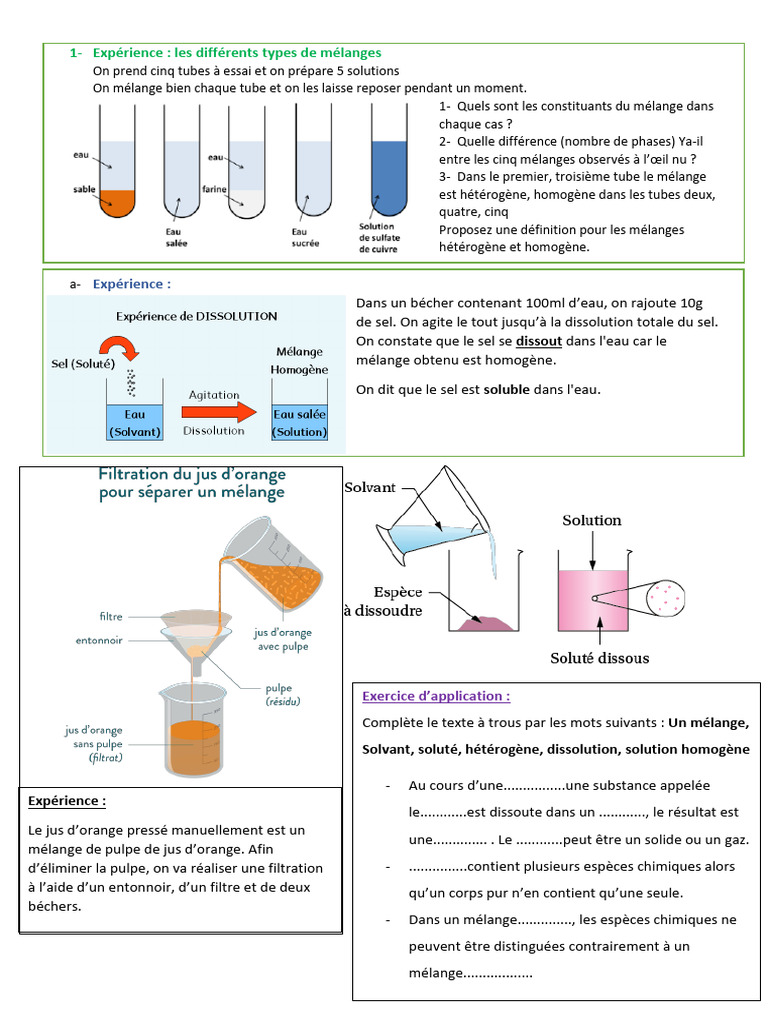 Types de mélanges : homogène et hétérogène | PDF | Eau | Filtration