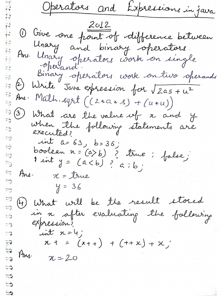 Previous Year Questions Based On Operator | PDF