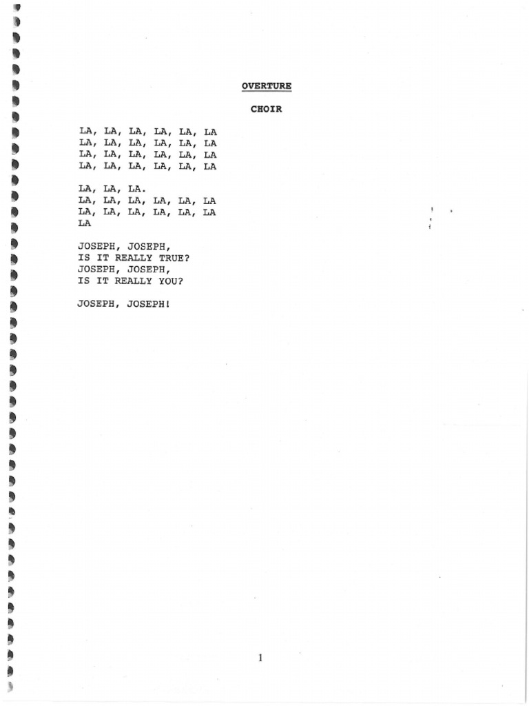 Joseph Libretto (Lyrics Only) | PDF