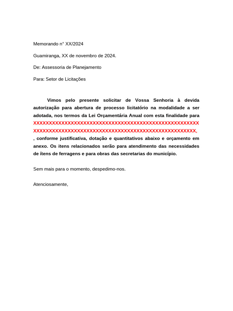 Memorando Exemplo | PDF