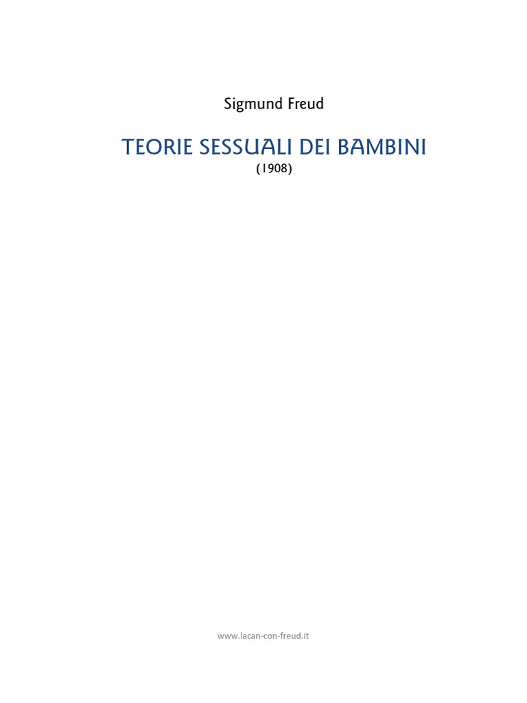 S Freud Teorie Sessuali Dei Bambini EAR | PDF