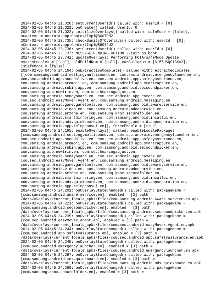 Samsung Overlay Initialization Log | PDF | Android (Robot ...