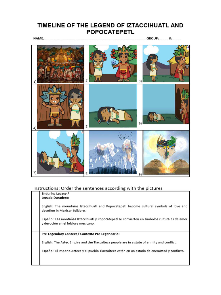 Leyenda de Iztaccíhuatl y Popocatépetl | PDF