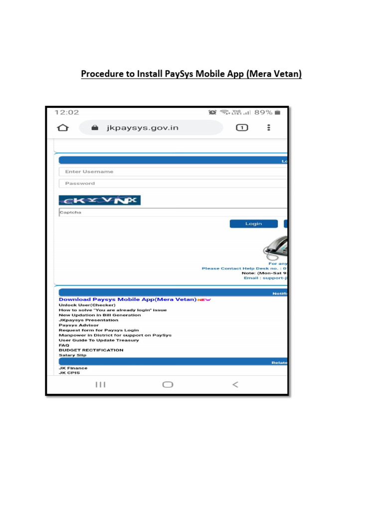 Procedure To Install PaySys Mobile App | PDF