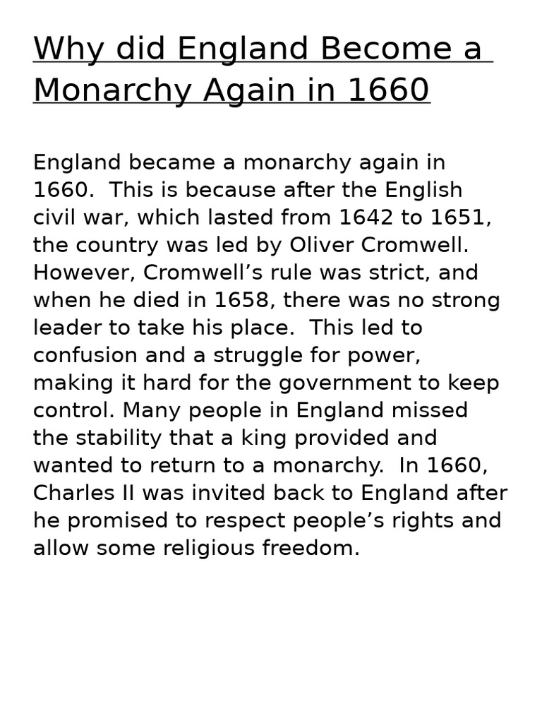 Why England Became A Monarchy | PDF
