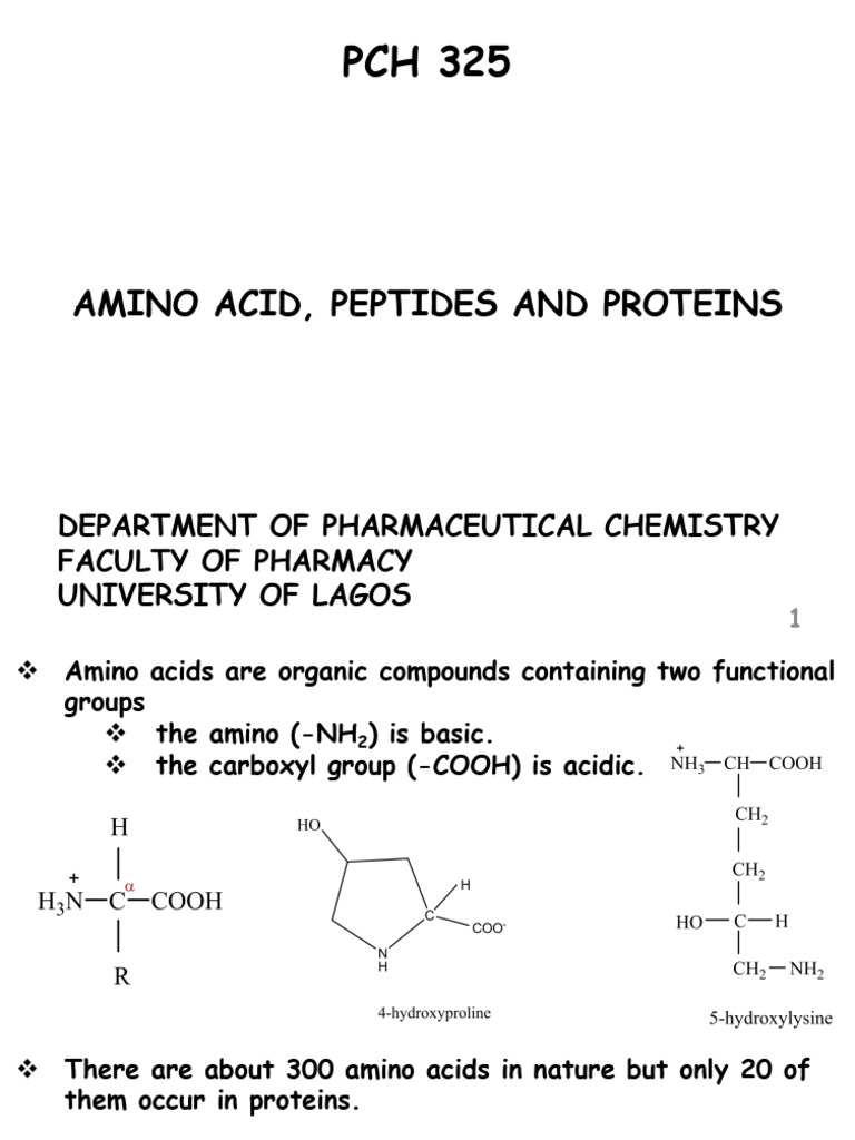 Amino Acids, Peptides and Proteins PCH 325 | PDF | Amino Acid | Protein ...