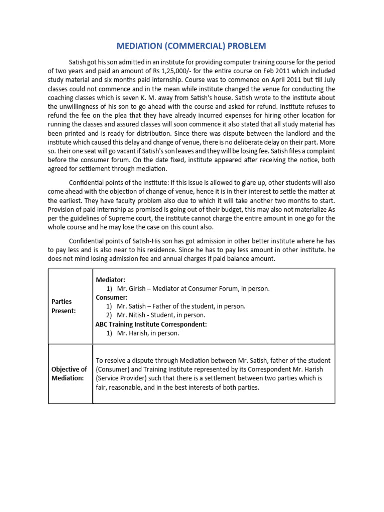 Commercial Mediation Proceedings | PDF | Mediation