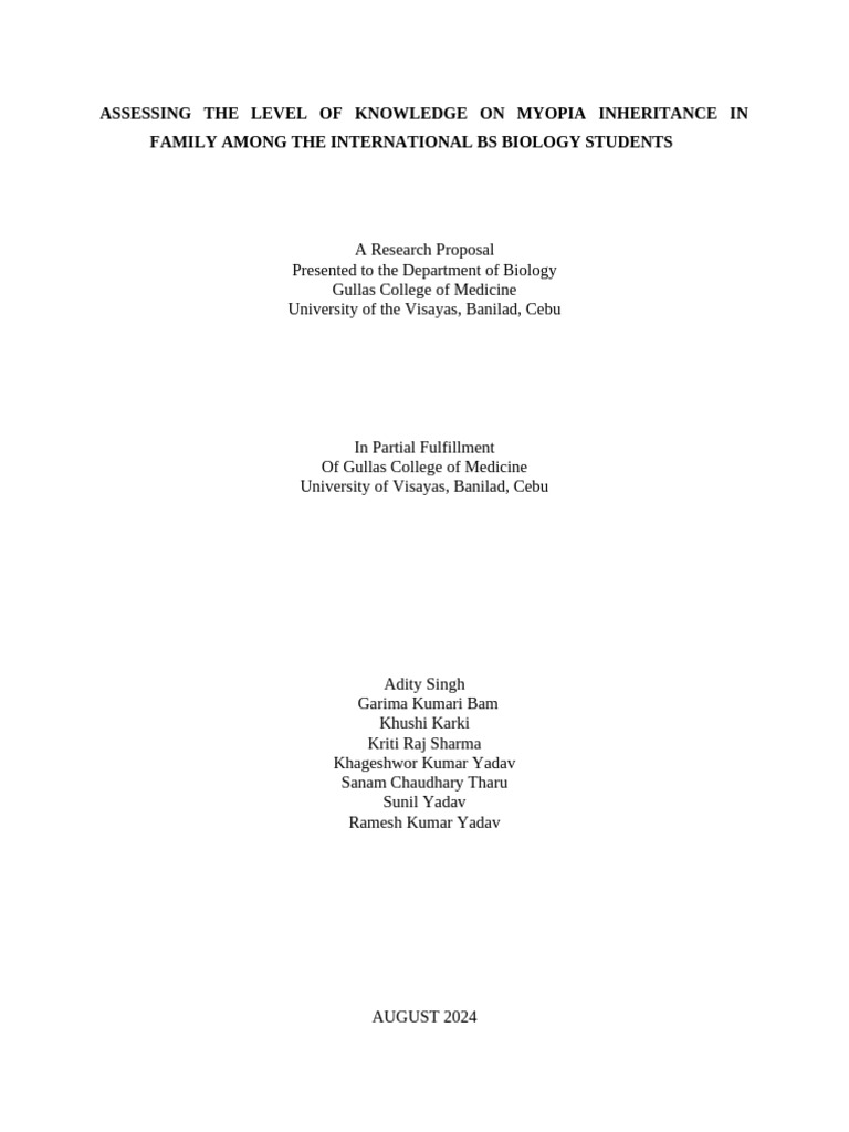 Myopia Inheritance Awareness in Students | PDF | Survey Methodology ...